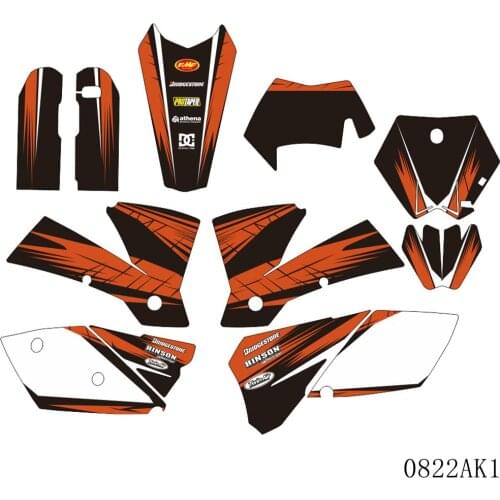 Full Graphics Decals Stickers Motorcycle Background Custom Number Name 3M Matte For KTM EXC EXC-F 125 200 250 300 450 525 2004