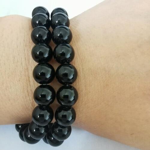Natural Black Agates Onyx Stone Beads Smooth Round Loose Spacer Beads for Jewelry Making DIY Bracelets 15'' 4/6/8/10/12/14mm