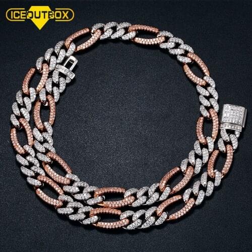 ICEOUTBOX 10mm Chokers Necklace Cuban Link Chain Necklace Micro Pave Cubic Zirconia Hip Hop Fashion Jewelry Gold Silver Color