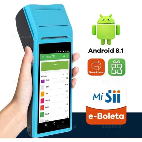 PDA POS WIFI Bluetooth 4G PDA Android 6.0 POS Barcode Scanner Reader 1D Thermal Receipt Printer 58mm Handheld POS terminal For R