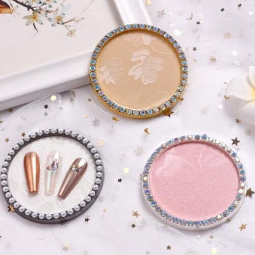 Nail Art Plate Round Nail Color Palette Gel Polish Pallet Rhinestones Pearl Decor Nail Tools Nail Display Showing Tray for Nail