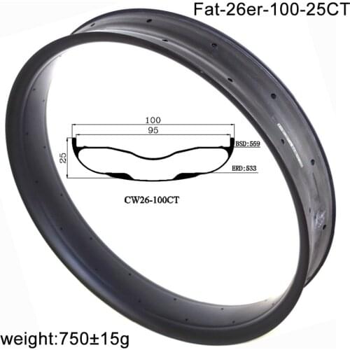 Biggest and strongest carbon ruedas mtb 26er fat-bike clincher rim 100mm width 25mm depth wide bicycle wheel tubeless compatible