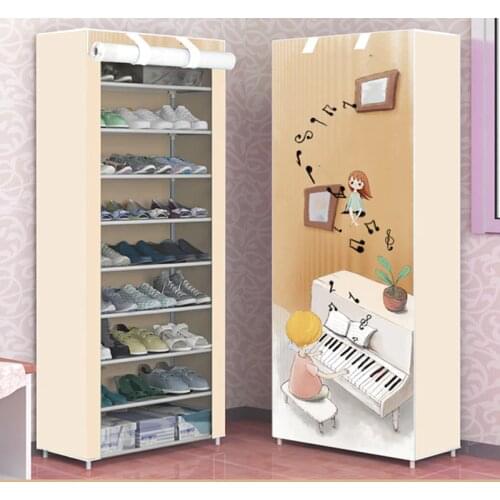 Minimalist Ten Layers Shoe Cabinet DIY Home Shoe Rack With Non-woven Cloth Folding Shoe Stand Holder Dust-proof Shoes Rack
