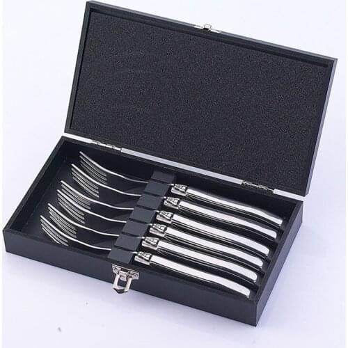 Laguiole Style Forks Set High quality w/ Stainless Steel Handles Dinner Forks Packaged in Wooden Gift Box Cutlery Fork Set 6pcs