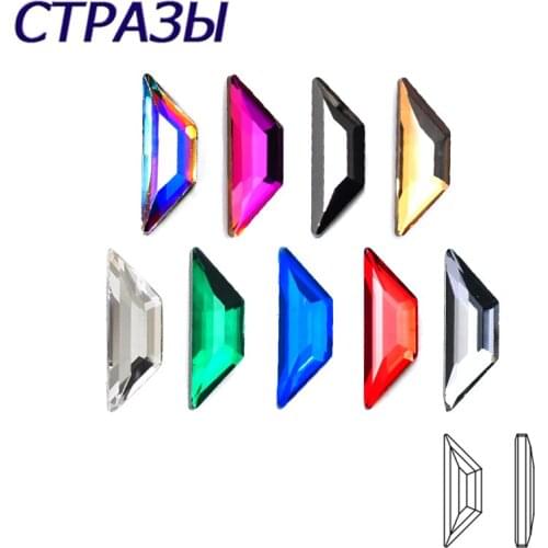 Trapeze 2x6mm 3x8mm 3D Nail Art Rhinestone 100pcs Mix Colors Gems Flatback Stass DIY Manicure Diamond For Nail Garment