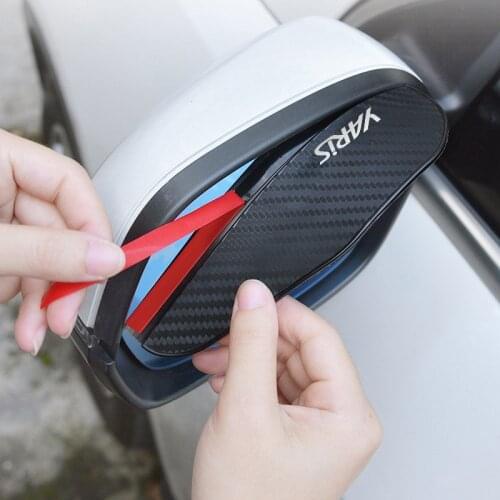 2pcs carbon Car Rearview Mirror Rainproof Eyebrow Cover flexible PVC rain blade rain cover for Toyota yaris