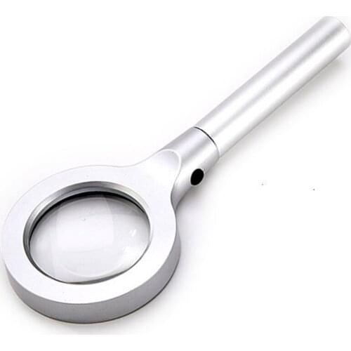 2.5x 5x Handheld Lighted Elderly People Newspaper Magnifying Glass with LED Lights Optical Glass Illuminated Jewel Magnifier