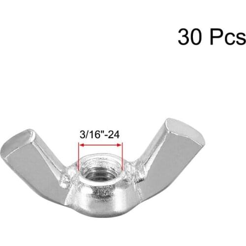 UXCELL 3/16"-24 M3/5 Wing Nuts Carbon Steel Zinc Plated Hand Twist Tighten Ear Butterfly Nut 30Pcs Rated for indoor outdoor use