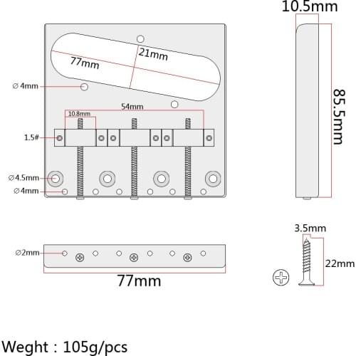 Vintage Style 3 Copper Saddle Bridge for TL Electric Guitar, Flower Printed
