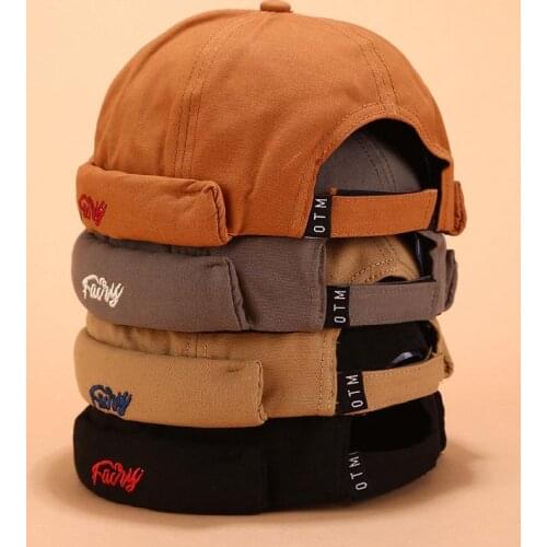 LDSLYJR Vintage Docker Cap Brimless Hat Breathable Beanie Hats Cotton Adjustable letter Landlord Sailor Cap Men and Women 37