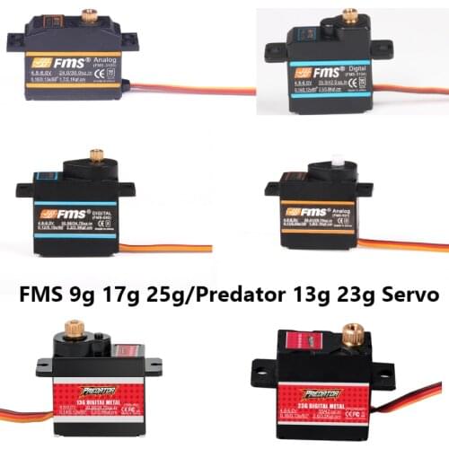 FMS Servo 9g 17g 25g 13g 23g Plastic Analog Metal Digital RC Airplane Hobby Model Plane Aircraft Avion Drone Car Spare Parts