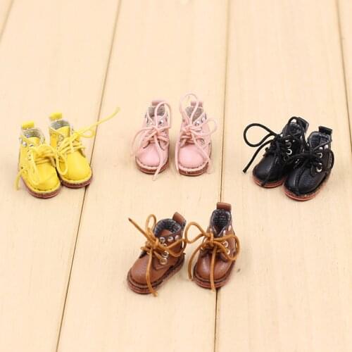 1 Pair of Cute PU Leather Boots Shoes Fit for 12'' Blythe Doll Dress Up Doll Accessories