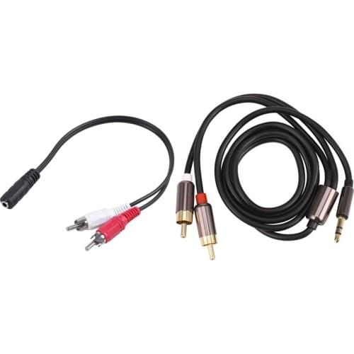 1 Pcs 3.5 Mm Stereo Female 2 RCA Male AV Cable & 1 Pcs 1M 3.5Mm Male Jack To 2 RCA Male AUX Analog Audio Y Adapter Cable