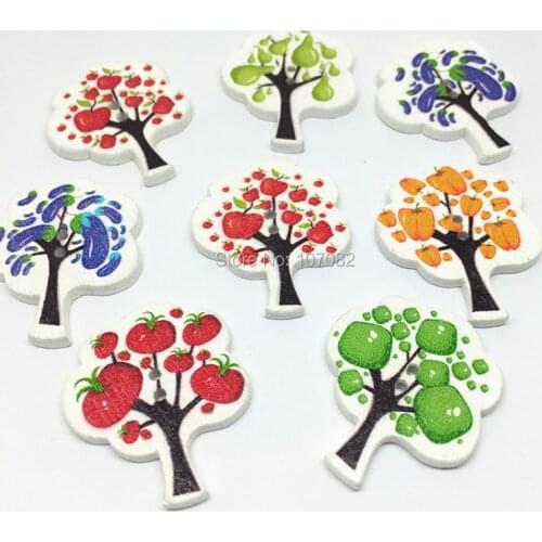 1000pcs 25x30mm Mixed Large Wood Buttons Tree Shape Countryside Sewing Button Accessories Scrapbooking Embellishments