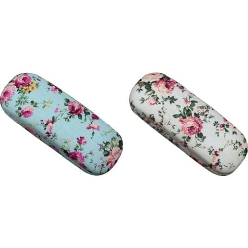 2 Pcs New Eyeglasses Hard Case for Glasses Women Optical Cases Floral Print Eyewear Spectacles Box Holder EyeGlass Case, Light B