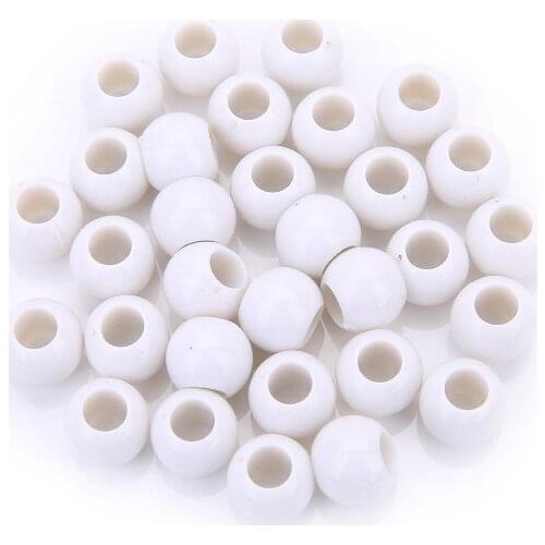 200pcs 6.5X8mm Acrylic solid black white beads plastic solid color beads DIY Accessories clothing loose beads large hole