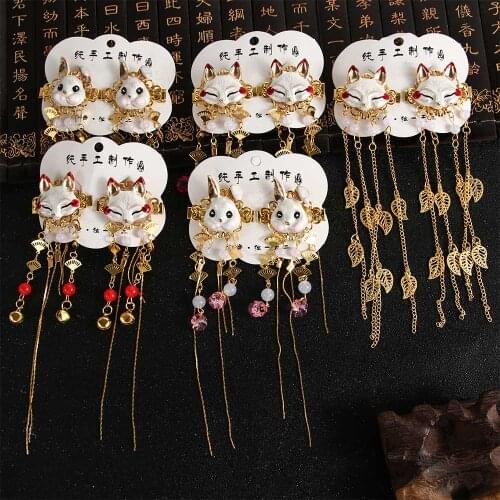 2021 Retro Style Rabbit Tassels Hair Sticker Clip Cosplay Kimono Hanfu Handwork Hairpin Cute Girl Hair Pins Alloy Hair Jewelry