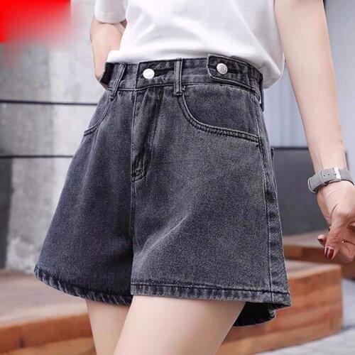 2021 All Match Casual Elastic Wide Leg Denim Shorts Crimping High Waist Slim Summer Jeans Shorts Feminino Chic Hot Bottom Z16
