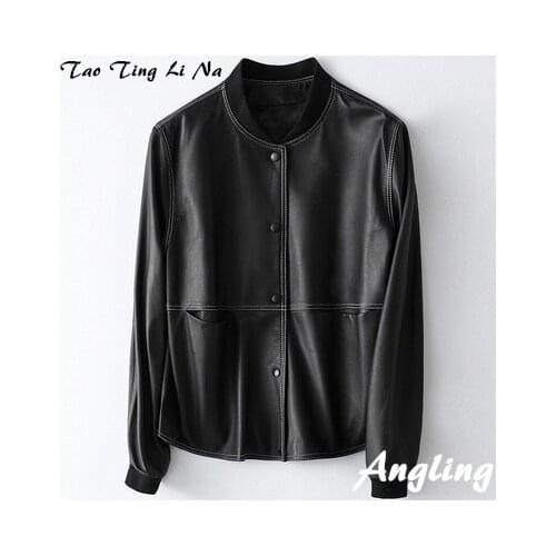 2021 Women Fashion Genuine Real Sheep Leather Jacket H31