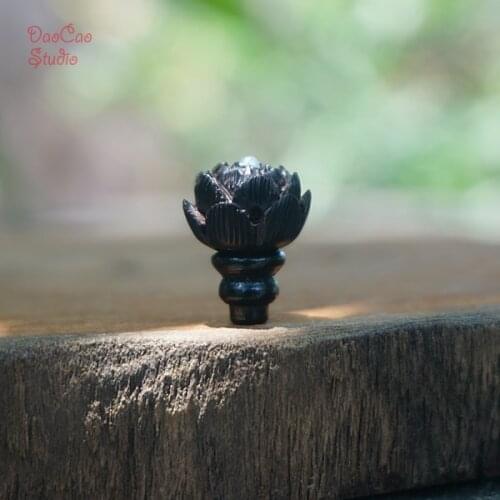 25mm 1* Natural Black Sandalwood Ebony Carved Lotus Guru Bead Charms Mala Beads Japa Bracelet Jewellry Findings DIY Accessories