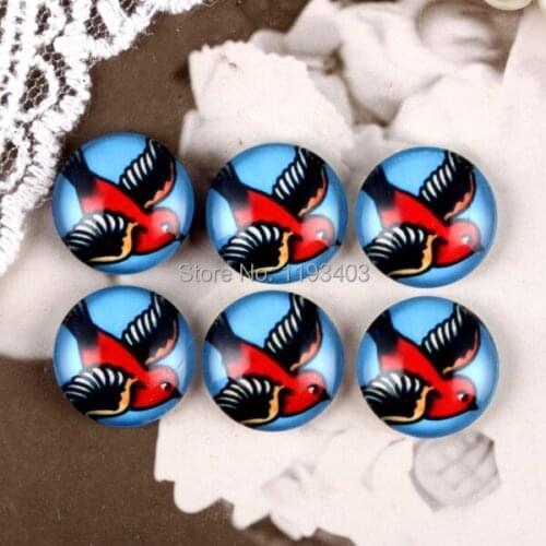 40PCS 12mm)/Round12mm 20mm 25mm 30mm Glass Cabochon DIY For jewelry finding Cameo Setting ,Dome Flat Back Beads-Birds-123-8