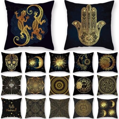 45 * 45 Cm Cushion Cover Decorative Cushion Cover Golden Print Creative Pattern Cushion Cover Home Bedroom Hotel Car Decoration