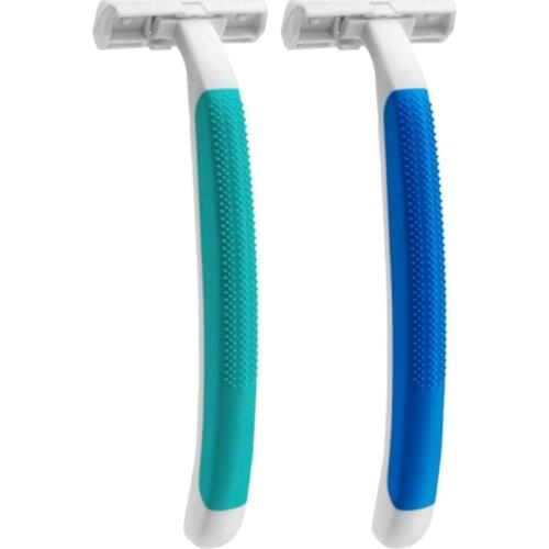 50 Pcs Twin Blade Stainless Razor Set Disposable Razor Blades Disposable Stainless Steel Shavers w/ Non-slip Handle N0PF