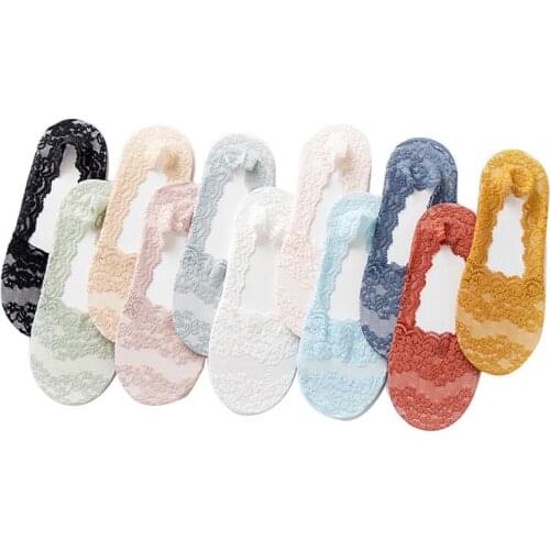 6pieces=3pair/lot Boat Lace Socks Non Slip Silicone Lace Women Invisible Socks Women Summer Lace Socks