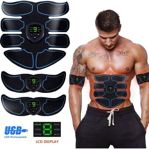 ABS Workout Machine EMS Muscle Stimulator Toner Abdominal Trainer Gym Home Fitness Massager Body Shaping LCD Electrostimulator