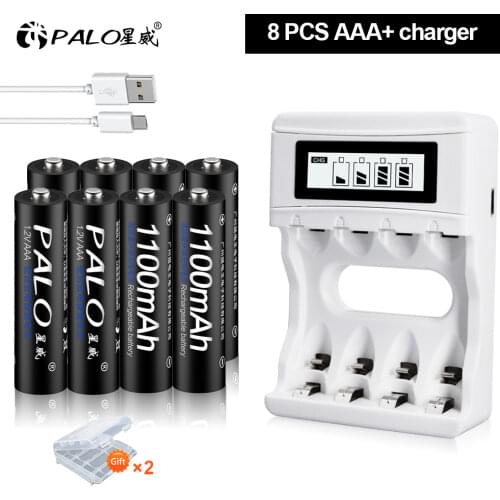 PALO AAA Battery 1.2V Ni-MH AAA Rechargeable Battery 1100mAh Batteries 3A Bateria Baterias with AAA/AA Battery Holder