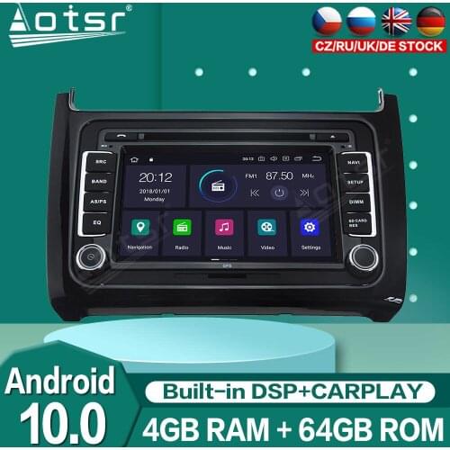 For Volkswagen Polo 2015-2017 Carplay Android 10.0 Audio Radio Car Multimedia Auto Stereo Player GPS Navigation Tape Recorder