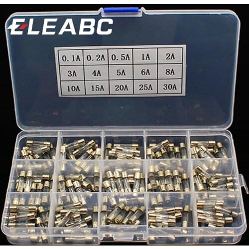 15Kinds 150pcs 5*20 Fast-blow Glass Tube Fuses Car Glass Tube Fuses Assorted Kit 5X20 with Box fusiveis 0.1A-30A Household Fuses