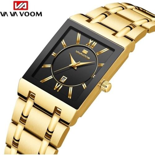 Non-automatic mechanical square mens steel band watch business calendar quartz waterproof watch