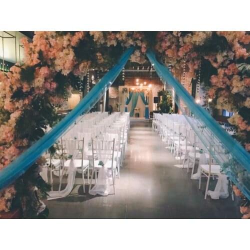 Free Shipping White Wedding Chair Covers Chiffon Material Custom Made 54 x 180 cm Chair Sashes Wedding Supplies