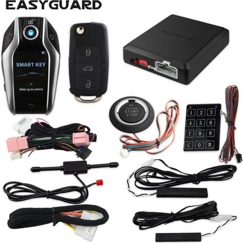 EASYGUARD Plug & Play CAN BUS LCD touch key fit for VW BORA 2008-2019 PKE car alarm system remote starter push button start kit