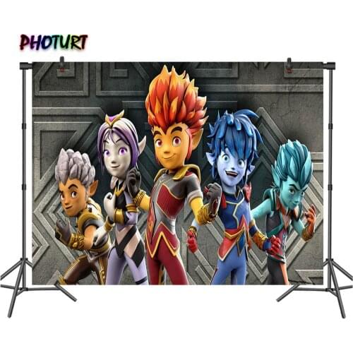 PHOTURT Gormiti Photography Backdrop Kids Birthday Background Italy Cartoon Character Vinyl Polyester Photo Studio Props