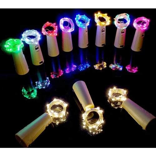 6pcs 2M 20 Leds String Lights Copper Silver Wire Fairy Light Garland Bottle Stopper for Glass Craft Wedding Christmas Decoration