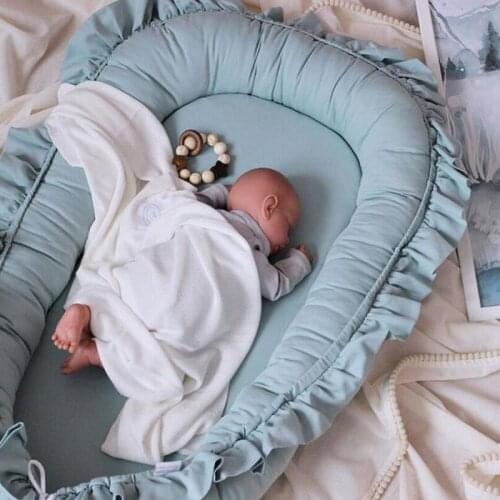 INS Nordic Style Lace Cotton Baby Safe and Comfortable Uterine Bionic Bed Portable Foldable and Washable Newborn Bed Mattress