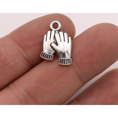 JAKONGO 10pcs Antique Silver Plated Glove Charms Pendants for Jewelry Making Bracelet DIY Accessories 13x19mm