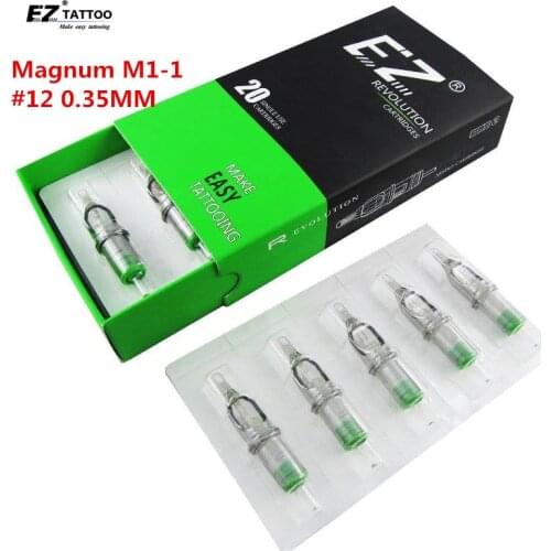 EZ Revolution Tattoo Needles Cartridge #12 Long taper 5.5mm Magnum (M1) for Tattoo machines safety membrance inside 20pcs/box