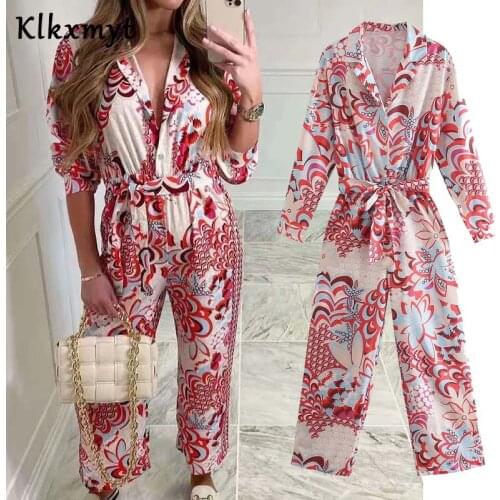Klkxmyt Za Jumpsuit Fashion Print Slim Women Jumpsuits High Waist Jumpsuit 2021 New Casual Chic Street Elegant Jumpsuit Women