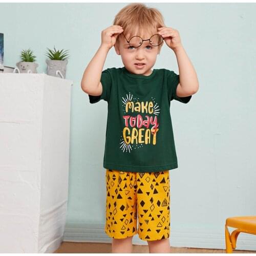 Toddler Kids Baby Boys Sets Creative Letter T-shirt Shorts Pajamas Sleepwear Outfits Set Conjuntos De Menino Baby Boy Clothes