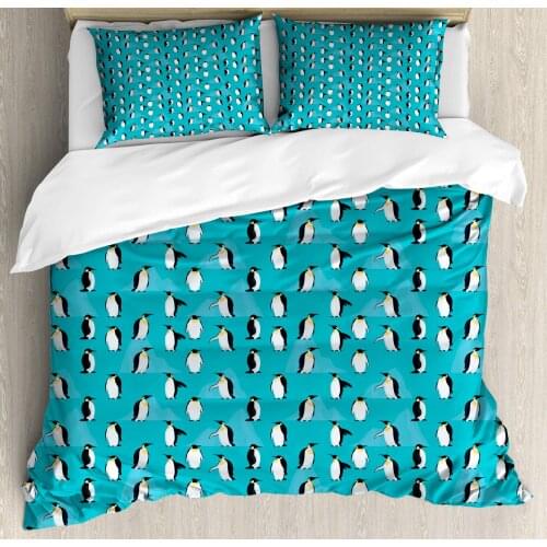 Turquoise Blue Duvet Cover Set Icebergs and Penguins 3 Piece Bedding Set Dark Turquoise Charcoal Grey Earth Yellow Pale Blue