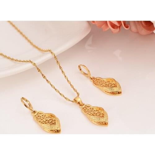Dubai India Ethiopian Set Jewelry Necklace pendant Earring jewelry Habesha Girl Gold shoes African Bridal Sets best gift women