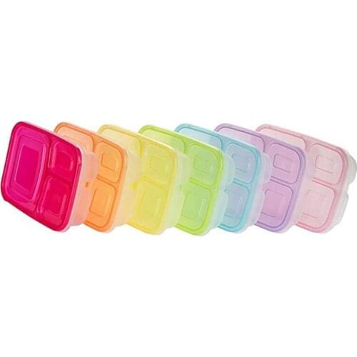 Meal Prep Containers 3 Compartment Food Storage Containers Microwave Dishwasher Freezer Safe (7 Pack)