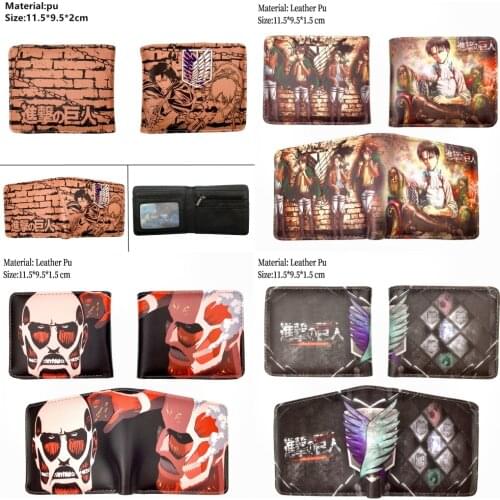 Short Pu Wallet Anime Attack on Titan Law Leather Boys Girls Coin Zipper Bifold Pocket Photo Card Holder Layers Purse Gift