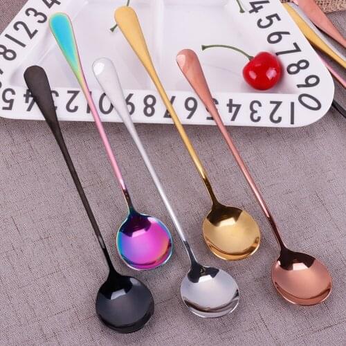 Metal Gradient Ramp Stainless Steel Long Handled Coffee Drinks Spoon Home Party Cold Drink Fruit Ice Cream Dessert Teaspoon