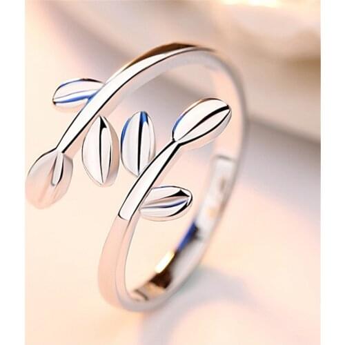 SHQIYAYI Fashion Rings Open Women Girls Finger Ring Adjustable Size Jewellery leaf Girls Korean Accessories 69