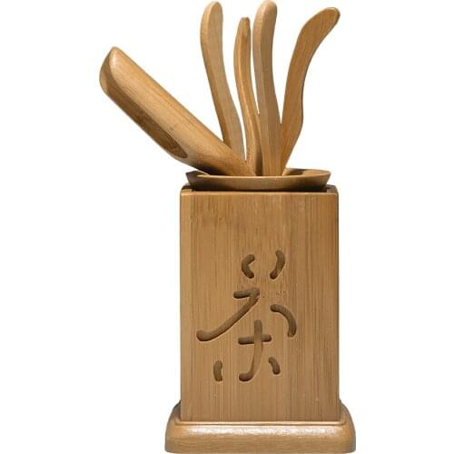 6pcs/Set Tea Tools Set Tea Ceremony Utensils Spoon Kung Fu Tea Sets Vintage Clip Strainer Chinese Bamboo