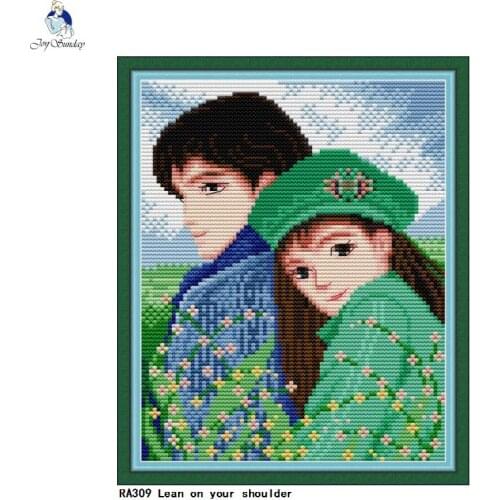Lean on your shoulder Paintings Aida Canvas Cross-stitch 11CT 14CT Handwork Beginner Embroidery Sets Needlework Home Decor